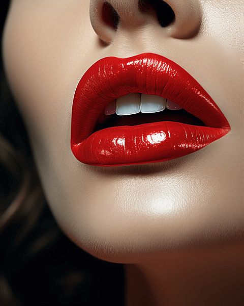 woman with red lips by Hans-Jürgen Flaswinkel