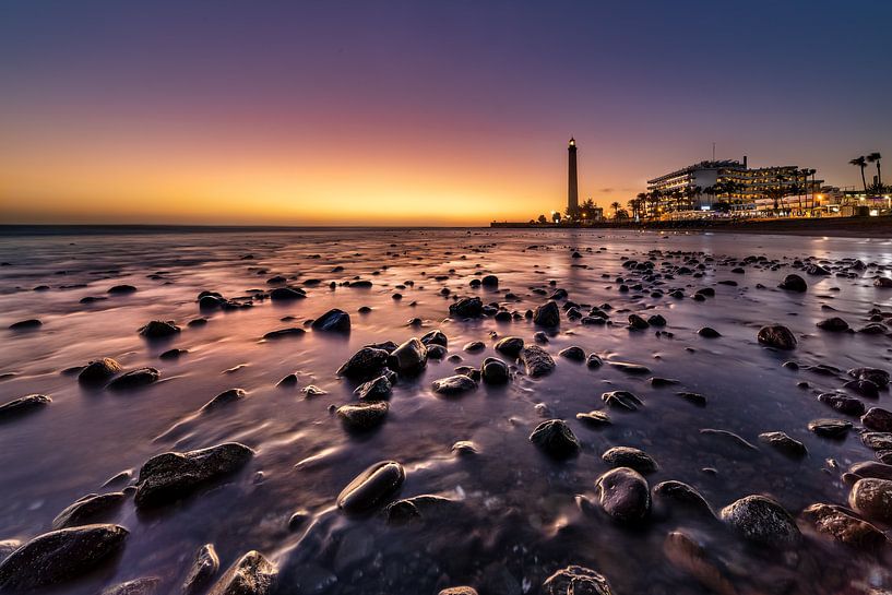 Maspalomas lighthouse on Gran Canaria at sunset. by Voss Fine Art Fotografie