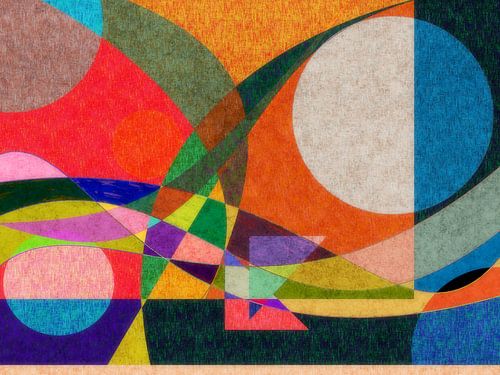 Fröhliche Farbe abstrakt mit Kreisen und freien Formen