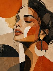 Geometric Muse Portrait in Earthy Tones