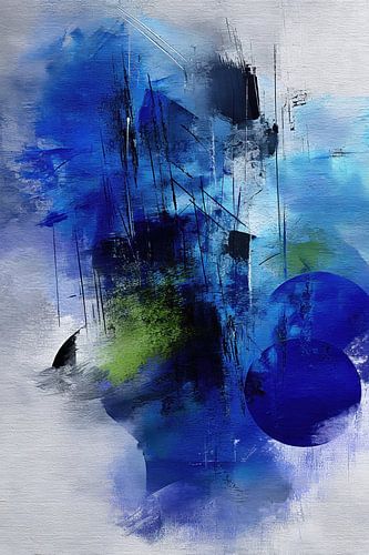 Abstract Schilderij - Blauw Krachtig en Modern