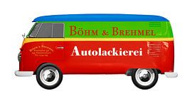 VW Bus mit Werbung von aRi F. Huber