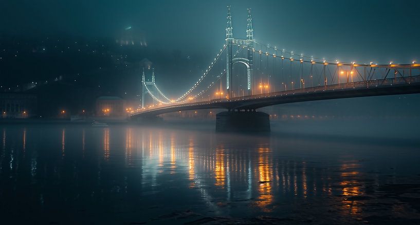 Brücke am Flussufer von fernlichtsicht