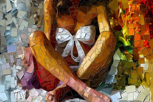 sculpture woman in van Gogh colours