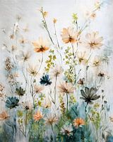Het wordt zomer! Sereen schilderij met wilde bloemen in het gras