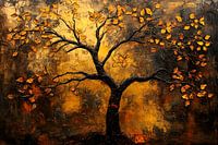 Gouden boom op donkere achtergrond