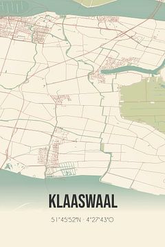 Vintage landkaart van Klaaswaal (Zuid-Holland) van Rezona