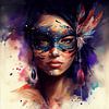 Watercolor Carnival Woman #1 by Chromatic Fusion Studio