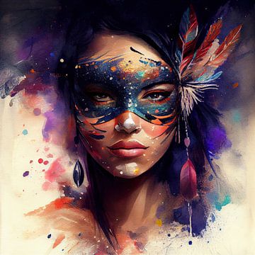 Watercolor Carnival Woman #1