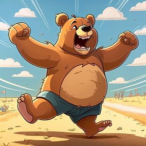 Ours joyeux et puissant dans un style cartoon