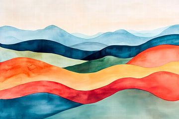 Formes de paysages colorés - style aquarelle sur Poster Art Shop