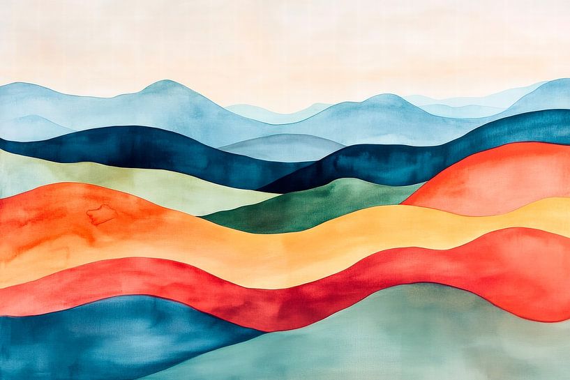 Bunte Landschaftsformen – Aquarellstil von Poster Art Shop