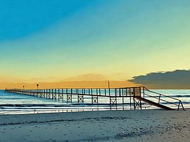 Pier bij zonsondergang in Riviera van Sergio Pazzano
