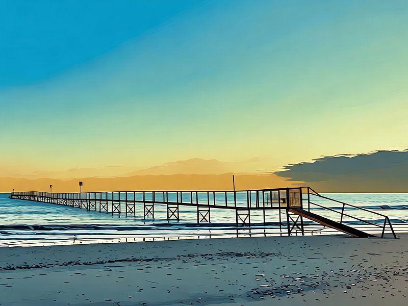 Pier at Sunset in Rimini Riviera Italy by Sergio Pazzano