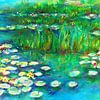 Nénuphar (1) Pastel à l'huile inspiré de Claude Monet. sur Ineke de Rijk