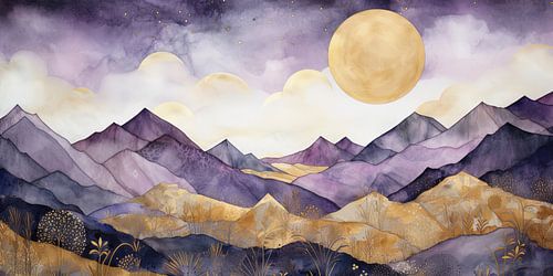 Purple and Gold Mountain landscape