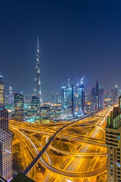 Dubai by Night - Burj Khalifa en Downtown Dubai - 4 van Tux Photography