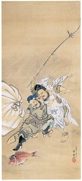 Kawanabe Kyōsai - Ebisu en Daikoku van Peter Balan