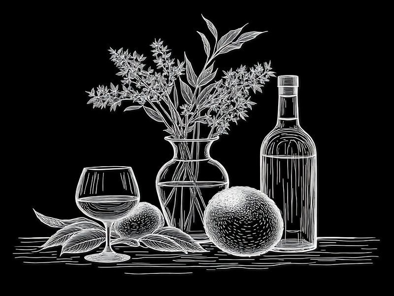 Stilleben mit Blumen in Schwarz und Weiß von The Photo Artist