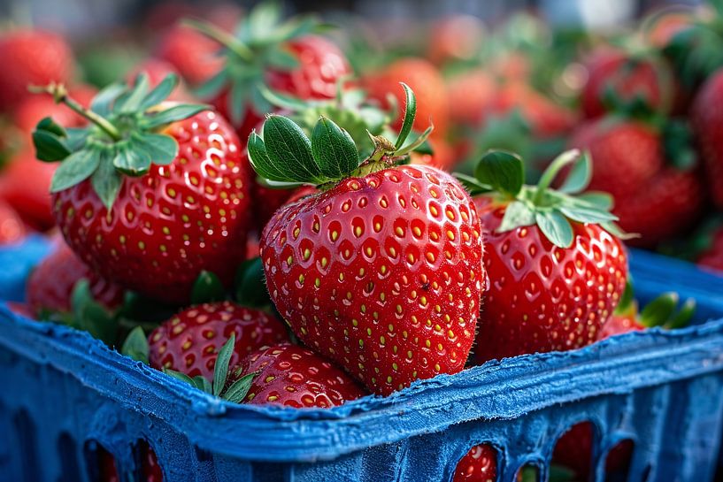 Blue bowl with strawberries by Art & Soul Creations