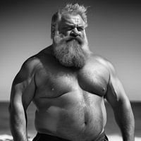 Bärtiger Mann am Strand