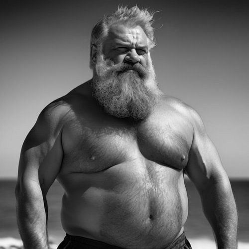 Man met baard op het strand