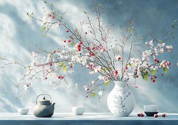 Quiet Vase of Blossoms by Eye catching paintings