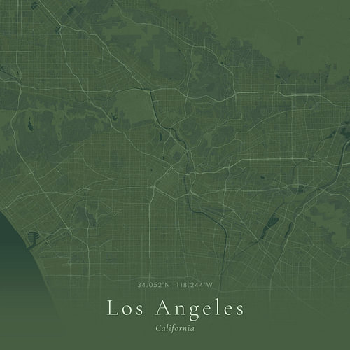 Vintage landkaart van Los Angeles, United States