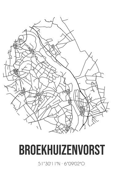 Broekhuizenvorst (Limburg) | Map | Black and White by Prints of Place