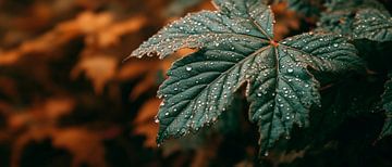 Drops on green leaves by Poster Art Shop