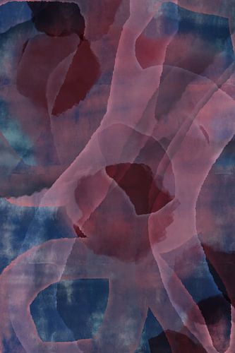 Roze, paars, wijnrood, blauw. Modern abstract schilderij.