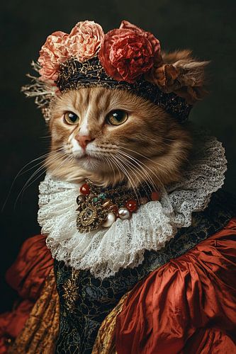 Koninklijke kat met bloemenkroon