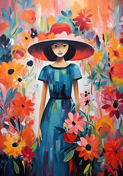 Portrait coloré - Art floral moderne sur Art Merveilleux