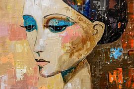 Frau mit goldenem Hintergrund von Kunst Laune