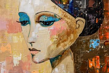 Vrouw met Gouden Achtergrond van Kunst Kriebels