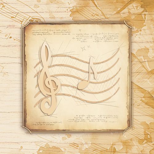 Muziek. Vintage kunst in antieke stijl voor professionele muzikanten & fans