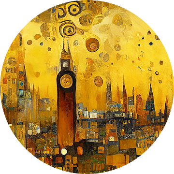 De skyline van Londen in de stijl van Gustav Klimt van Whale & Sons