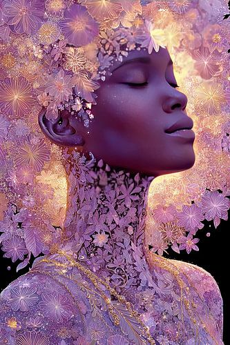 kunst vrouw met bloemen