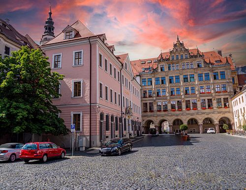 Le centre-ville de Görlitz en Saxe au coucher du soleil