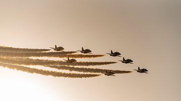 Air show with flying squadron and smoke effect by Dieter Walther
