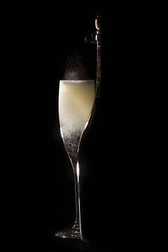 Silhouette Champagne glass with bubbles by FotoBob