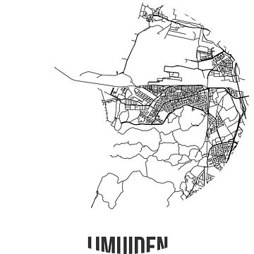 IJmuiden (Noord-Holland) | Landkaart | Zwart-wit van Rezona