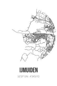 IJmuiden (Noord-Holland) | Carte | Noir et blanc sur MyCityPoster