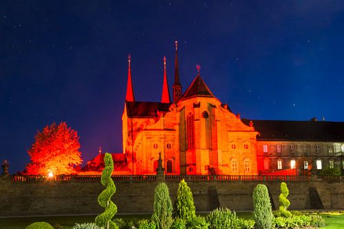 Le monastère de Michelsberg à Bamberg de nuit