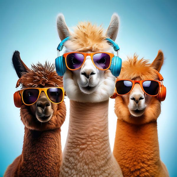 Alpaca's in vrolijke kleuren... van Ans Bastiaanssen