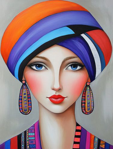 kleurrijk portet van vrouw uit zonnig zuid amerika