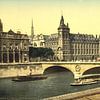 Palais de Justice et pont d'échange, Paris sur Vintage Afbeeldingen