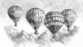 Montgolfières panorama croquis sur TheXclusive Art