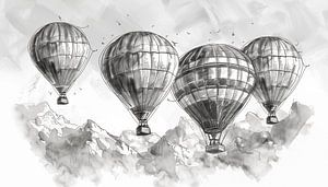 Heißluftballons Skizzenpanorama