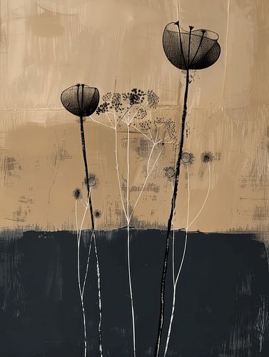 Botanische print in Japandi stijl